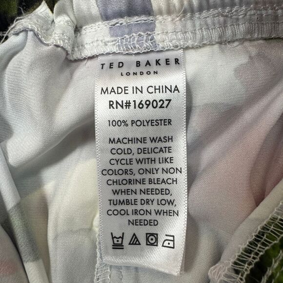 Ted Baker London Sz L Pajama Set Satin Chatsworth Bloom Floral Pink Rose Cottage - Picture 9 of 16